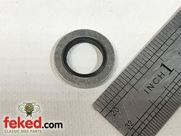 68-0861, 68-861 - BSA Primary Chain Tensioner Screw Oil Seal Washer - A50 and A65 Models Circa 1965-72