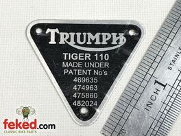 70-2910, E2910 - Triumph Patent Plate - Tiger 110 Models