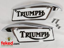 82-9700, 82-9701 - Triumph Eyebrow Fuel Tank Badges Enamelled - T120, TR6 ,T140