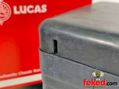 Genuine Lucas B38-6 Rubber Battery Box (Large Type) Supplied With Black Top - OEM: PU7D