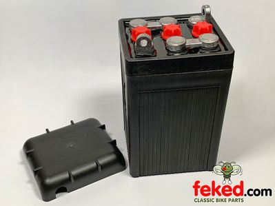 6 Volt Hard Rubber Battery With Cover - B49-6 6v 8Ah - Dry Charge