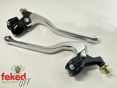 Pair of Alloy Standard Length Clutch and Brake Levers with Shallow Dog Leg - 7/8" Bars